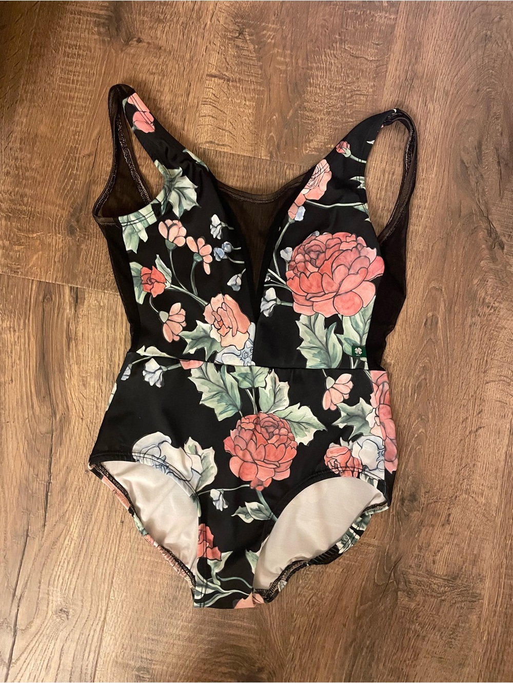 LUCKYLEO Black Floral Leotard